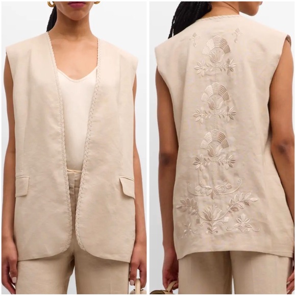 Kobi Halperin NWT Clairo Floral Embroidered Braided Trim Vest